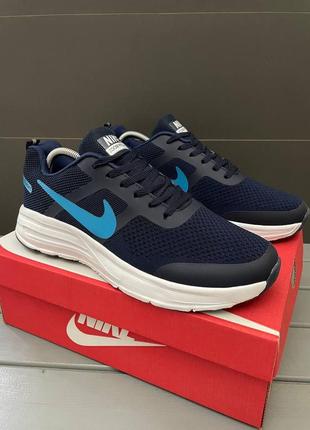 Легкие спортивные кроссовки nike zoom pegasus  синие в сеточку