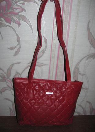 Шикарная красная сумка stefano кожа с кожзамом