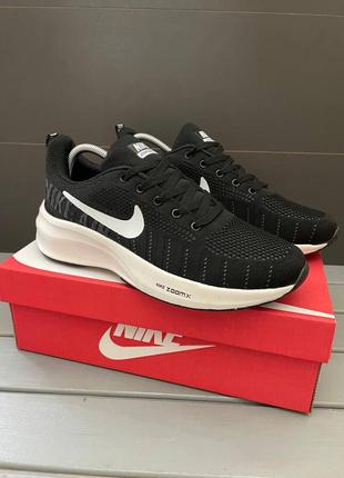 Легкие спортивные кроссовки nike air zoom-x  черные в сеточку найк летние