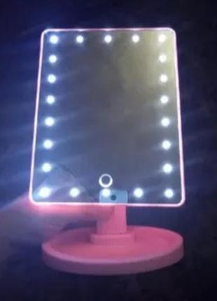 Дзеркало настільне з підсвічуванням led - бренд large led mirror рожеве8 фото