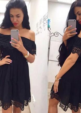 Платье летнее черное с открытыми плечами