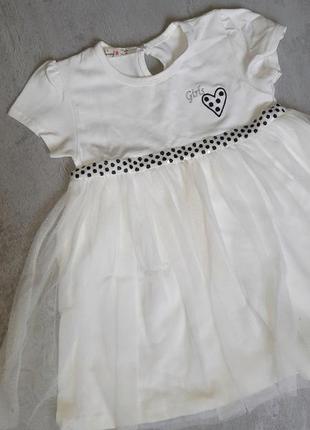 Детское нарядное белое платье для девочки с фатином, с паетками, с вышивкой2 фото