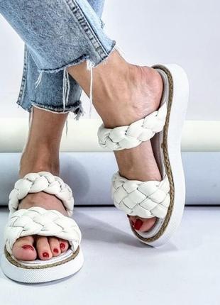 Женские кожаные шлепанцы, разные цвета