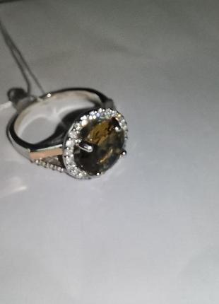 Новое кольцо, серебро, 925, золото, 375, султанит (диаспор),  цирконий7 фото