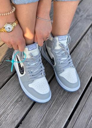 Стильные женские кроссовки кеды высокие nike air jordan кожаные3 фото