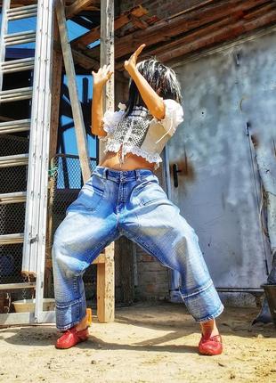 Джинси zizzi батал великого розміру з потертостями висока посадка укорочені