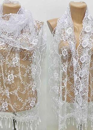 Нежный шарф церковный свадебный на праздник элегантный