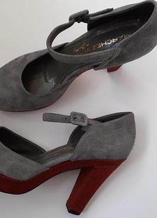 Marchez vous, оригинальные туфли на каблуке, платформе, натуральная замша, новые, на узкую ногу1 фото