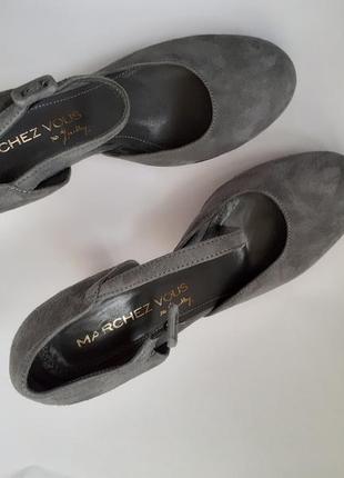Marchez vous, оригинальные туфли на каблуке, платформе, натуральная замша, новые, на узкую ногу8 фото