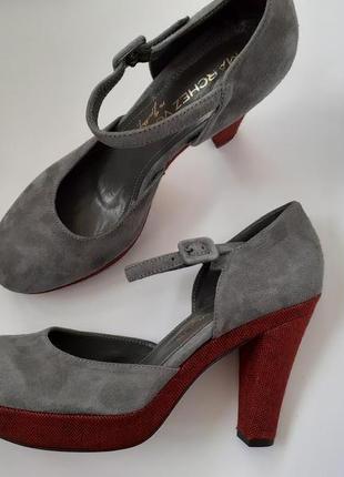 Marchez vous, оригинальные туфли на каблуке, платформе, натуральная замша, новые, на узкую ногу6 фото