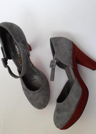 Marchez vous, оригинальные туфли на каблуке, платформе, натуральная замша, новые, на узкую ногу10 фото