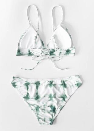 Раздельный сексуальный купальник cupshe бикини белый с абстрактным принтом6 фото