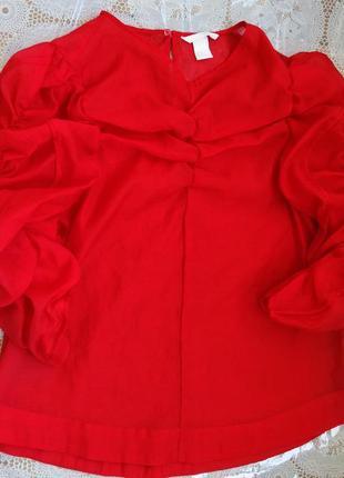 Блуза женская красная  пышная h&m4 фото