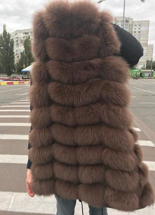 Натуральная меховая жилетка песец соты 90 см