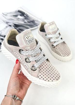 Літні кеди з натуральної шкіри