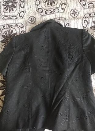 Льняной пиджак с коротким рукавом4 фото