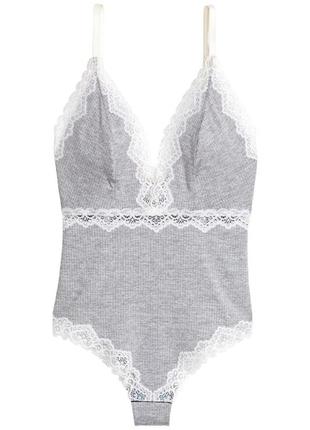 H&m-боди из микрофибры с кружевом! р.-s