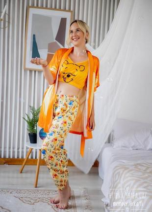Шелковая пижама с принтом winnie pooh2 фото