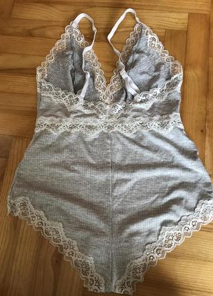 H&m-боди из микрофибры с кружевом! р.-s