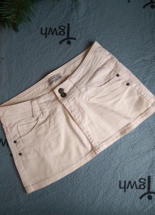 Короткая мини юбка белая джинсовая terranova3 фото