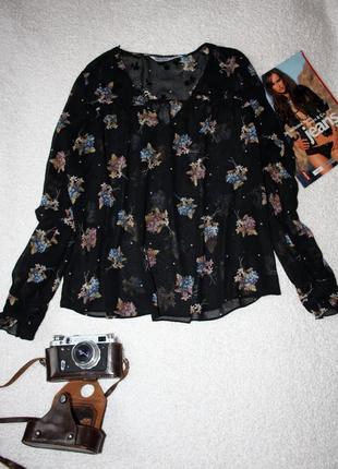 Шифоновая блуза zara . прозрачная блуза в цветочный принт новая коллекция3 фото