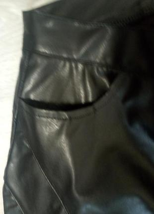 Стильные штаны клеш из эко кожи smog с прошивкой2 фото