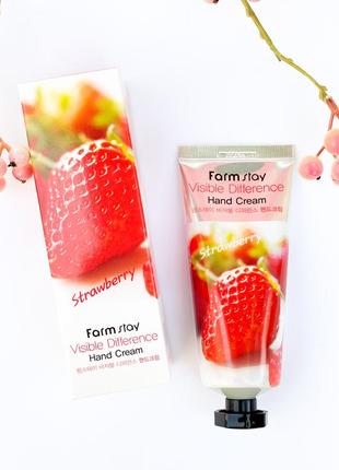 Крем для рук с экстрактом клубники farmstay visible difference hand cream strawberry1 фото