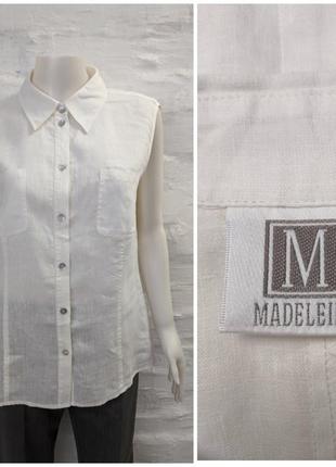 Madeleine элегантная льняная блузка рубашка без рукавов