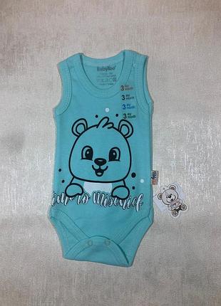 Бодді ведмедик бірюзовий для дівчинки, хлопчика 62 (3м), 74 (9м), 80 (12м), 86 (18м)