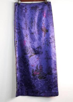 Cтильная атласная юбочка zara в китайском стиле кимано 42-44, 48-505 фото