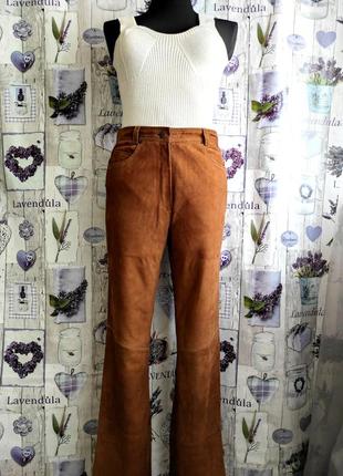Шикарные , стильные брюки терракотового цвета из 💯 замши3 фото