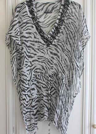 Блуза шелк, туника, зебра, autograph