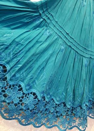 Шикарная миди юбка с кружевом, хлопок, италия, l-ка, 484 фото
