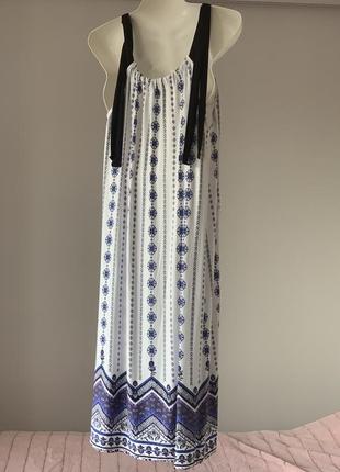 Вискозное белое платье с фиолетово синим узором george4 фото