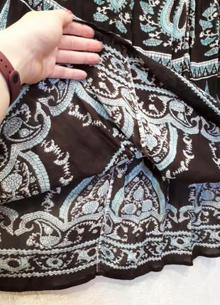 Легкая летняя юбка миди, принт kushi, индия, хлопок, l-ка, 485 фото