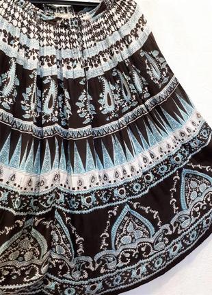 Легкая летняя юбка миди, принт kushi, индия, хлопок, l-ка, 483 фото