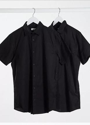 Jack & jones чорна сорочка з короткими рукавами відмінна якість
