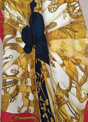 Шелковый платок  hermes vintage soleil de soie silk scarf in navy and red c1990s10 фото