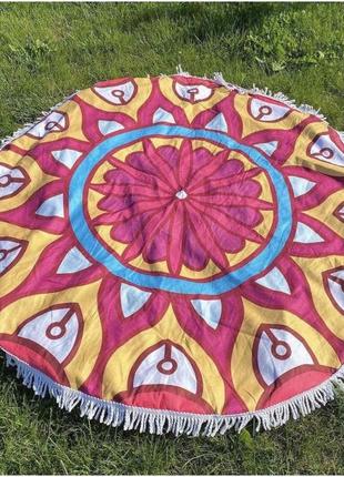 Полотенце-подстилка пляжная круглая (ø 150 см) с бахромой микрофибра "геометрия"