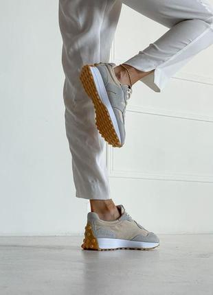 New balance 327 beige шикарные женские кроссовки нб бежевые2 фото