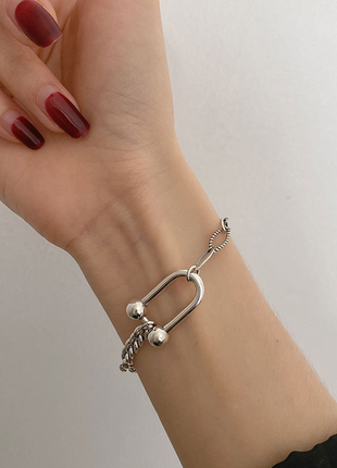 Браслет підкова на удачу сріблення 925'стерлингове серебро