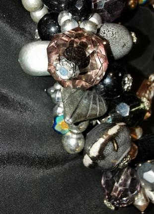 Массивное винтажное колье чокер c63 ожерелье из бусин ab аб цветы керамика стекло7 фото