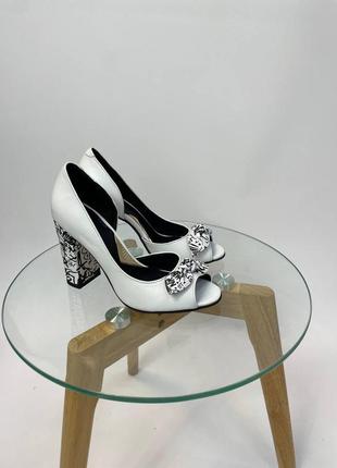 Ексклюзивні туфлі білі з натуральної італійської шкіри і замша з бантиком8 фото