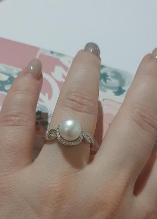 Серебряное кольцо с жемчугом3 фото