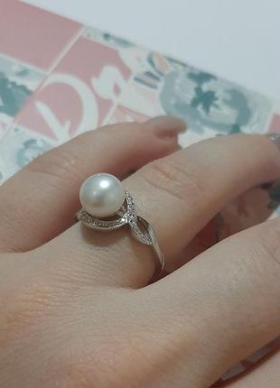 Серебряное кольцо с жемчугом6 фото