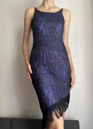 Вечернее коктейльное чёрное фиолетовое платье