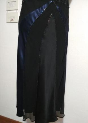 100% шёлк роскошное винтажное вечернее платье миди с вышивкой и открытой спиной3 фото