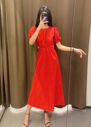 Красное ефектное вечернее платье зара сукня3 фото