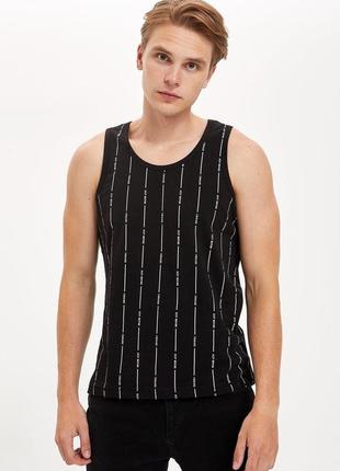 Черная мужская майка defacto/дефакто с принтом forward, keep moving