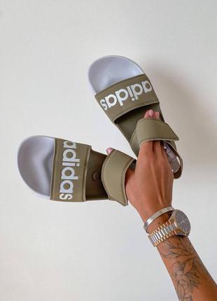 Adidas slippers olive, жіночі сандалі адідас літні3 фото